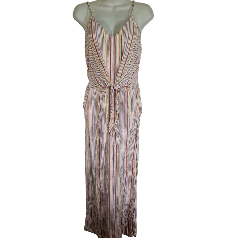 Lou & Grey for LOFT womens Striped Jumpsuit XS Multi-color beach